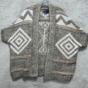 American Eagle Sweater Womens XS Multicolor Cardigan Chunky Knit Geometric Aztec